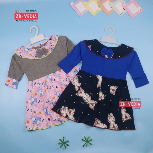 Dress Yumna uk 5-6 Tahun / IMPORT Gaun Pesta Dres Lengan Panjang Baju Anak Perempuan Pakaian Grosir