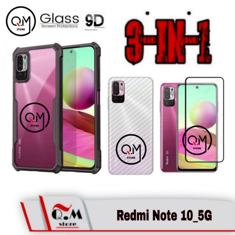 PROMO 3-IN-1 Case Xiaomi Redmi Note 10 5G Softcase Transparan TPU Shockproof  NEW PAKET 3IN1