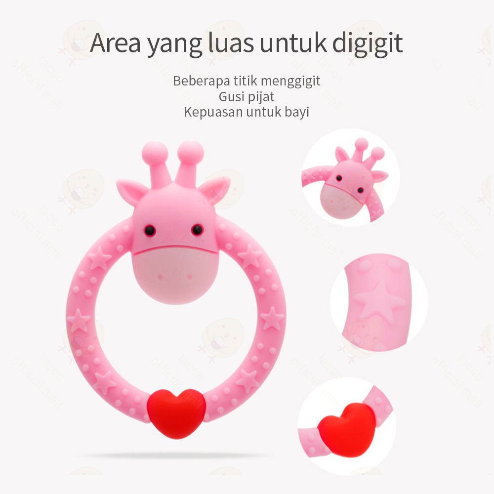 Lacoo Teether bayi silikon mainan gigitan bayi bentuk jerapah