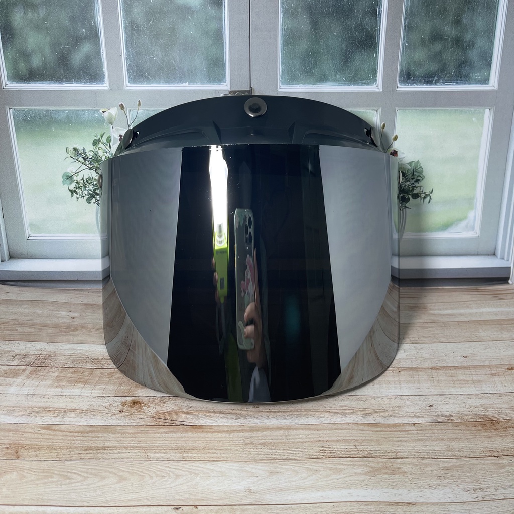 Kaca Helm Visor Flat Datar Untuk Helm Bogo Retro Cargloss JPN Silver