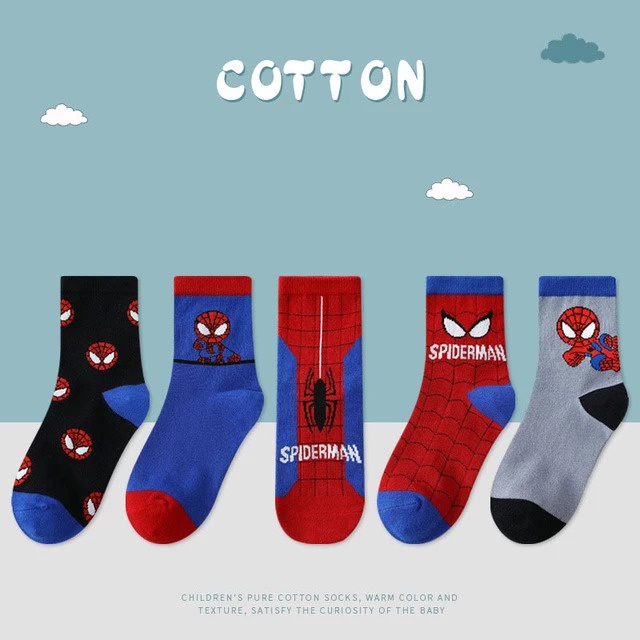 Kaos Kaki Anak Laki Laki Fashion Korea Kekinian Motif Superhero Spiderman Usia 3-12 TAHUN TK SD