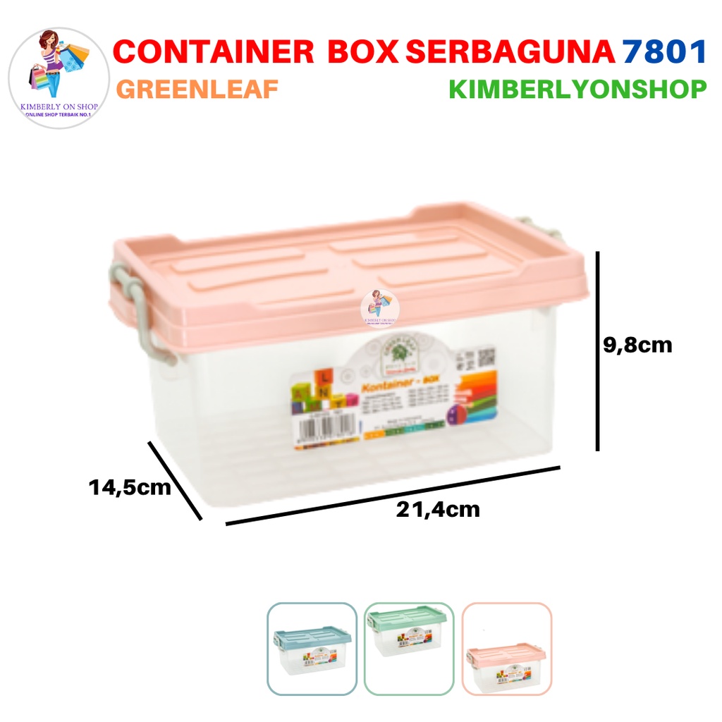 Container Q Seven Box Tempat Penyimpanan 1,7 Liter 7801 Green Leaf