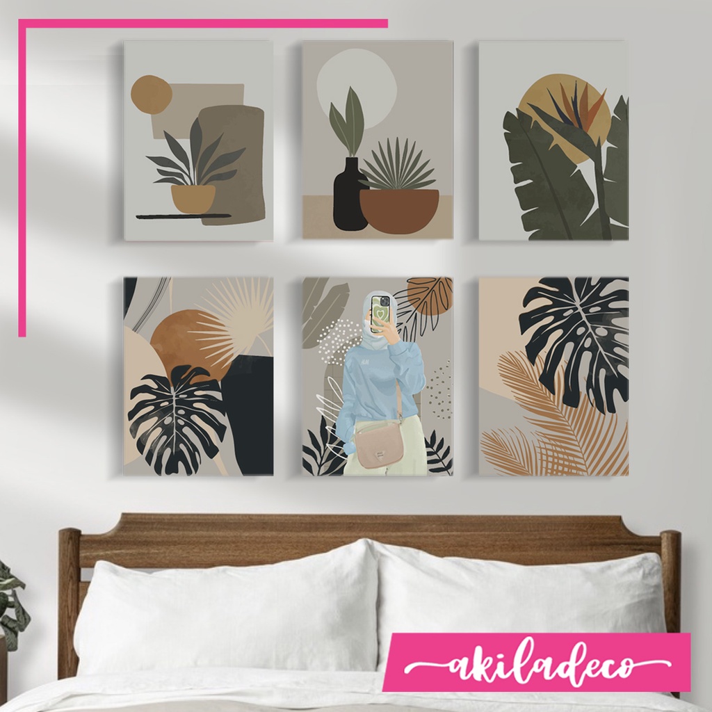 Hiasan Dinding Abstrak Aesthetic Ruangan Lukisan Dinding Cafe Toko Minimalis