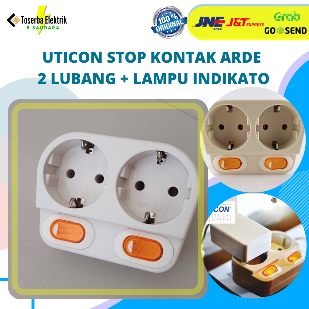 uticon stop kontak arde 2 lubang + saklar aerator 2 lubang / uticon 2 lubang / stop kontak uticon 2 