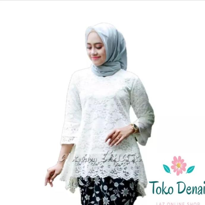 atasan kebaya brukat rinjani putih
