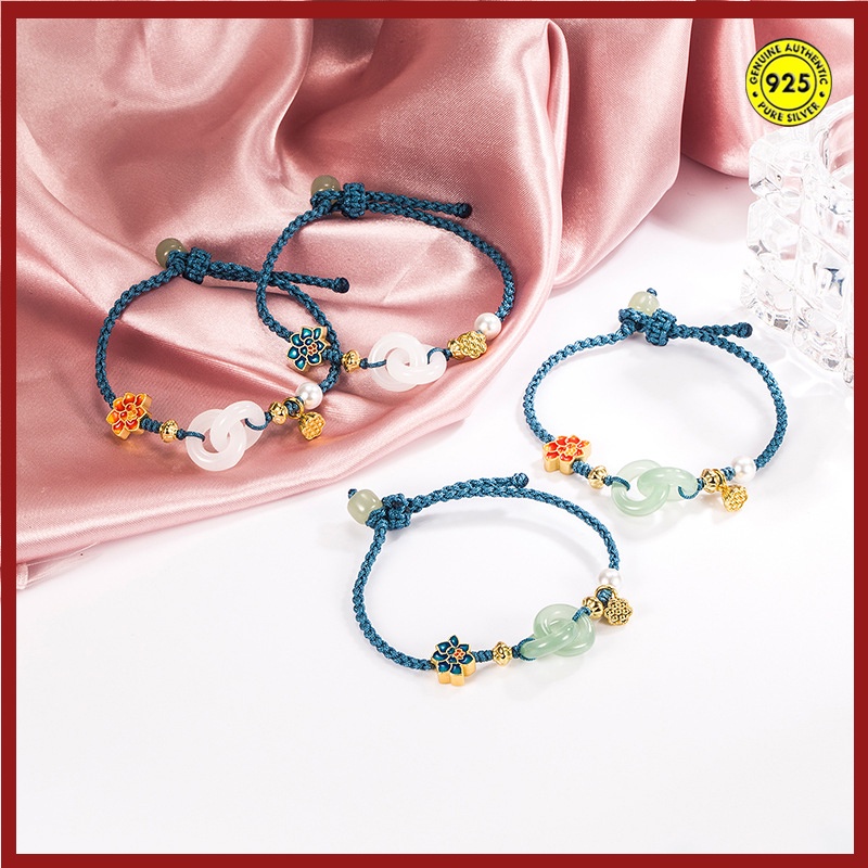 Strap Pembawa Batu Giok Lotus Emas 18K Untuk Wanita