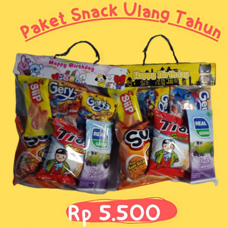 

Paket Snack Jajanan Ulang Tahun Anak / Sunatan / Khitan / Bingkisan Anak
