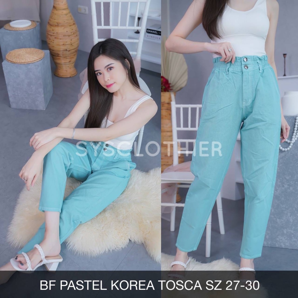 CELANA JEANS WANITA BF PASTEL KOREA -SYS CLOTHIER