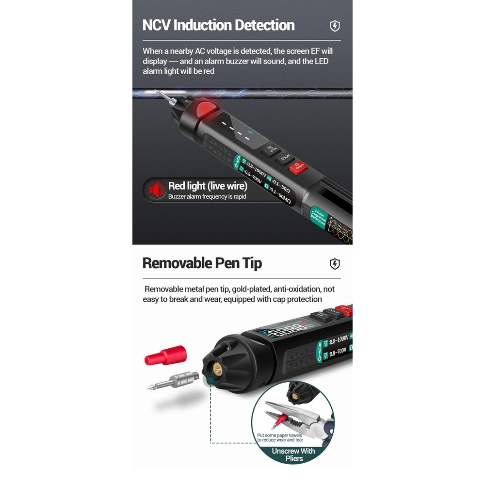 Solighter Pen Type Digital Smart Multimeter Presisi Tinggi Non Kontak AC/DC Auto Intelligent Sensor