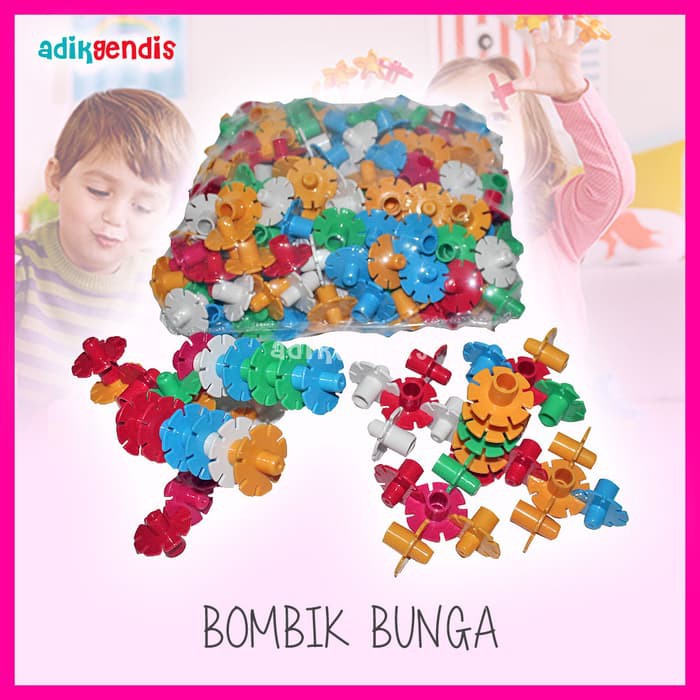 PROMO Bombik Bunga - Mainan Edukasi Edukatif meronce merangkai Puzzle Anak