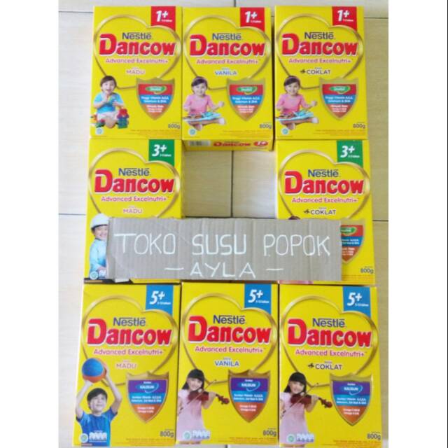 Susu Dancow 1+ 3+ 5+ 800 gram. Rasa coklat,madu dan vanilla.