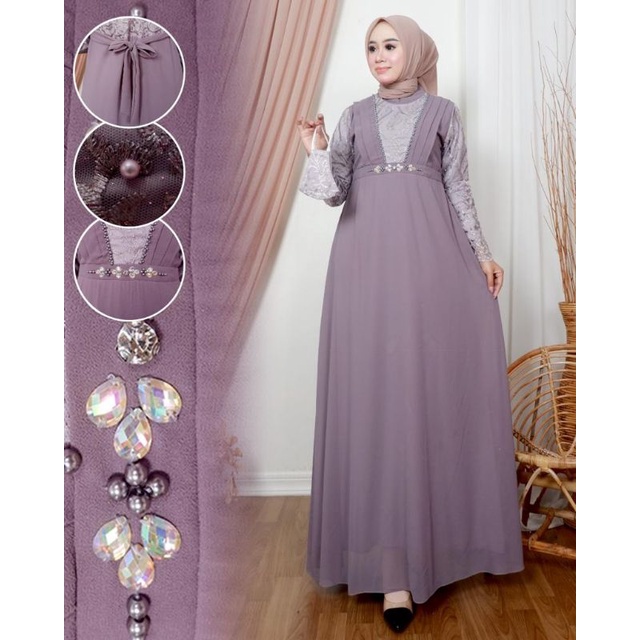 Safira Dress Nj / Kebaya Gamis Modern / Gamis Pesta Mewah / Gamis Populer / Kebaya Gamis / Gamis Bridesmaid