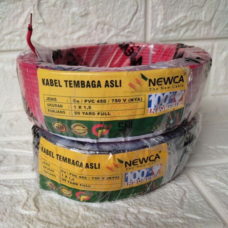 Kabel NYA Merk NewCa 1,5mm 50 Yard SNI Tembaga Asli Murni