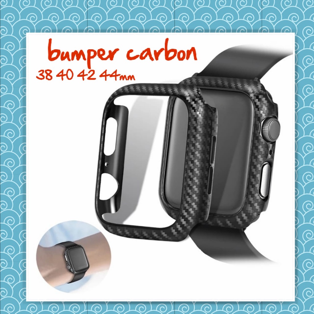 CARBON BUMPER  WATCH - HARD CASE - FOR APPLE WATCH 1 2 3 4 5 6 - UKURAN 38 40 42 44 MM