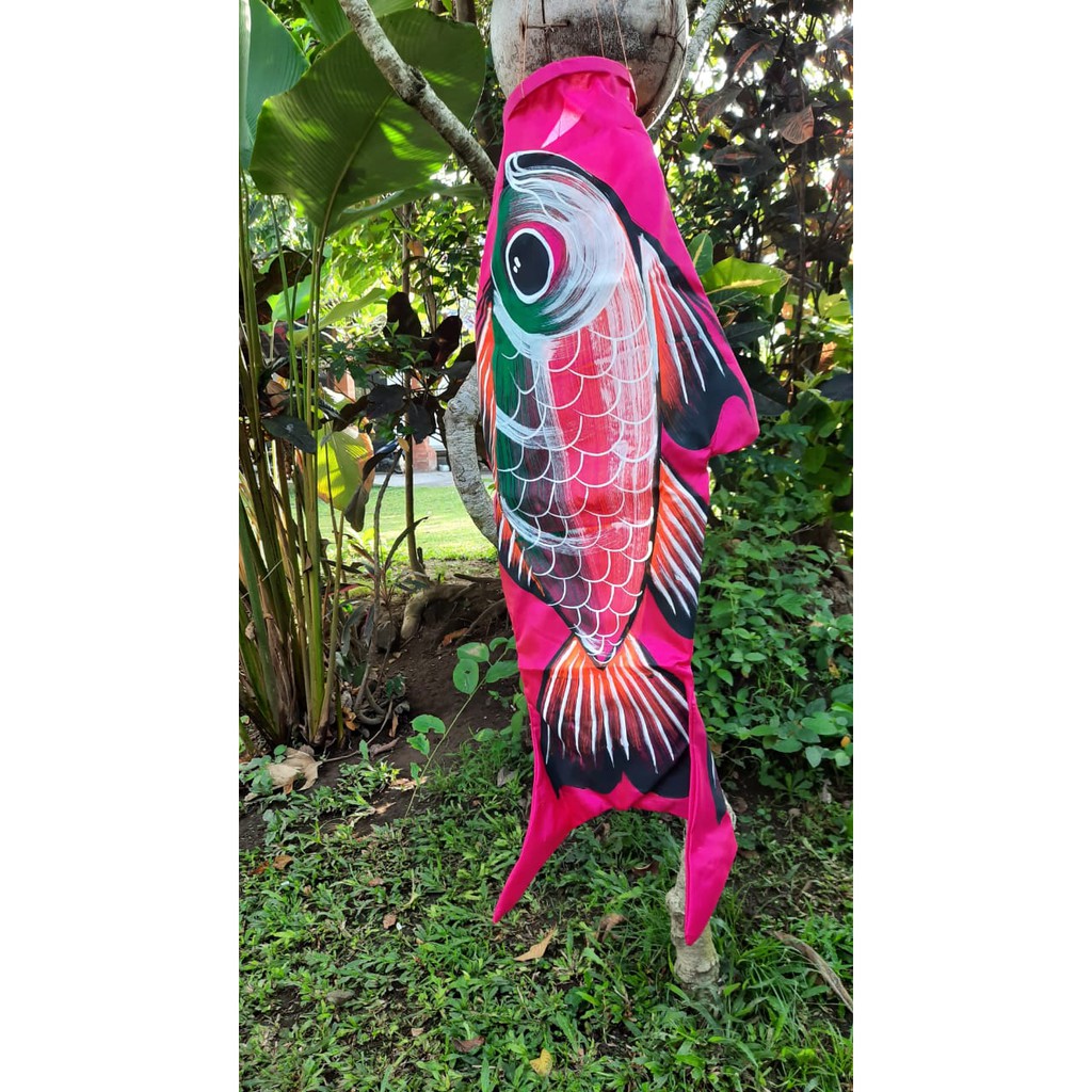 Windsock kain lukis ikan arah angin 60cm