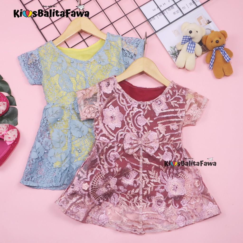 Dress Icha Brukat uk Bayi 0-6 Bulan / Dres Brokat Anak Perempuan Gaun Brukat Pesta Baju Import Baby Cewek