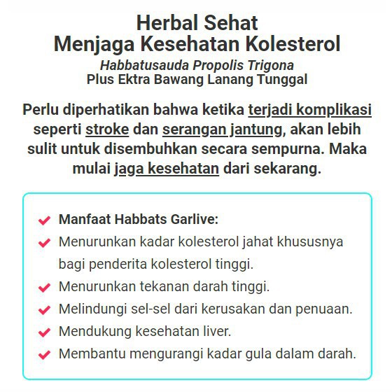 HABBATS GARLIVE BELI 2 GRATIS 1 GARLIVE KOLESTEROL DARAH TINGGI DIABETES ASAM URAT