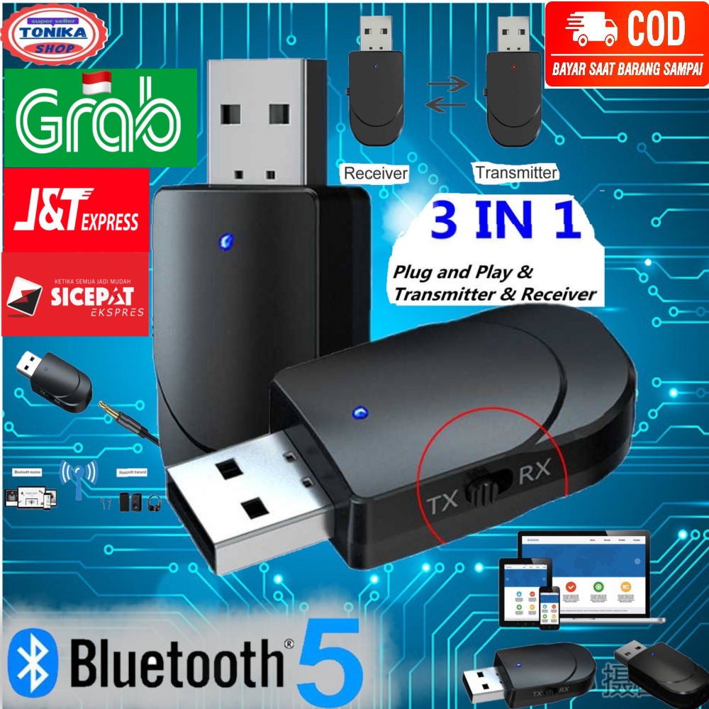 USB Penerima Pemancar Audio Bluetooth 5.0 Transmitter &amp; Receiver laptop komputer PC Blutut  speaker