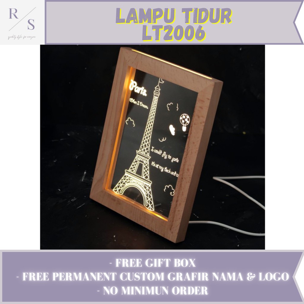 Lampu Tidur Bingkai Frame Foto Free Custom Foto & Nama LT2006