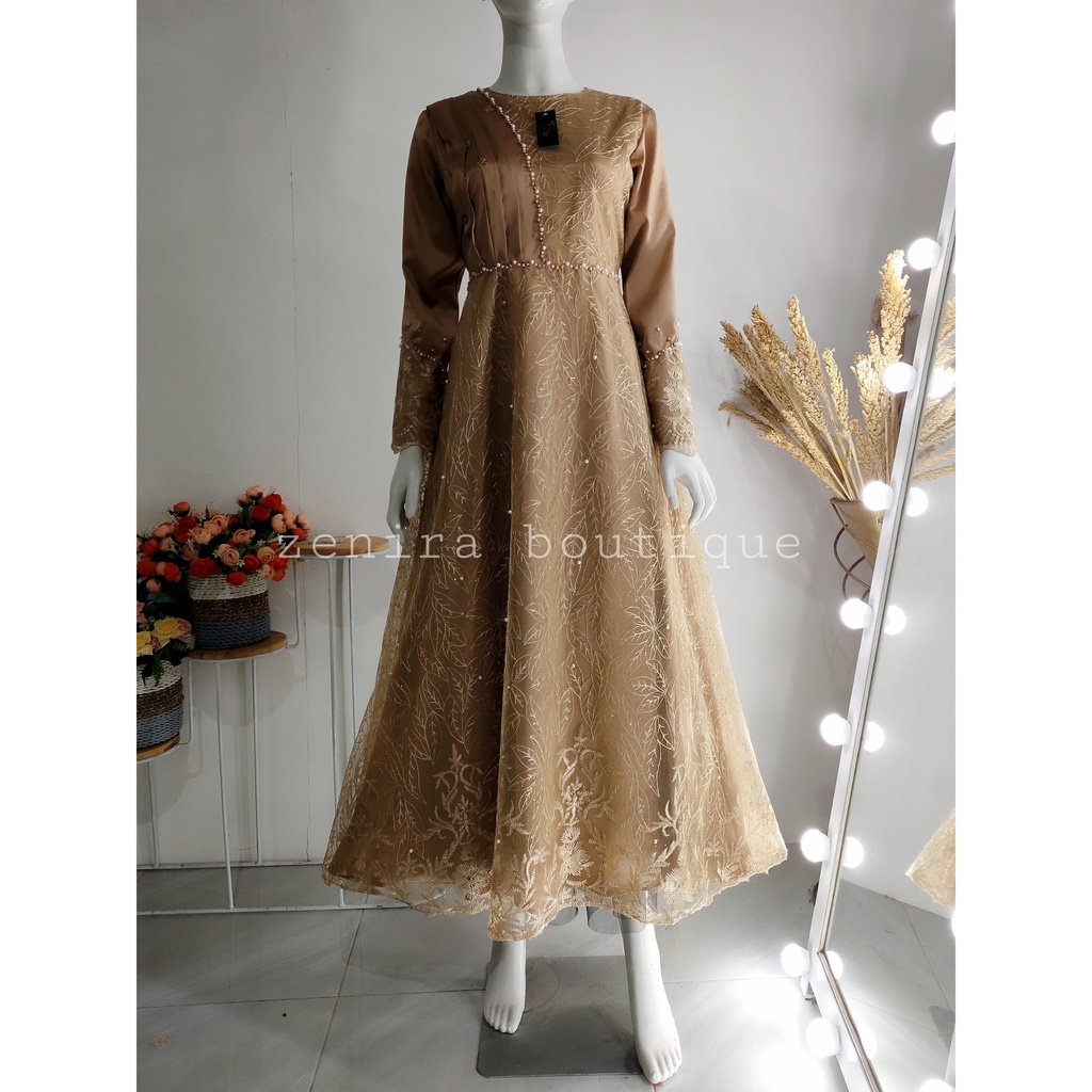 AISHWA Baju Pesta / Tulle Bordir / Gaun Pengantin / Prewedding / Wisuda / Bridesmaids