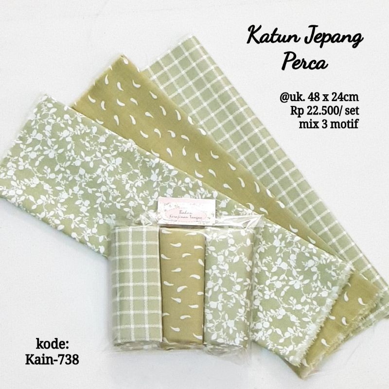 KAIN PERCA KATUN JEPANG | PERMOTIF 48x24CM | TOKAI SENKO | PERSET 3