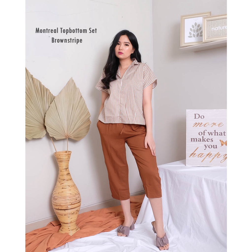 Luvanichouse - Montreal Topbottom Set-brownstripe(kerah)