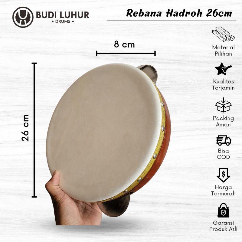 Alat Musik Rebana 26 cm Hadroh Terbang Banjari Sholawat Islami Ukuran Besar Keplak Kecrek-Kecer