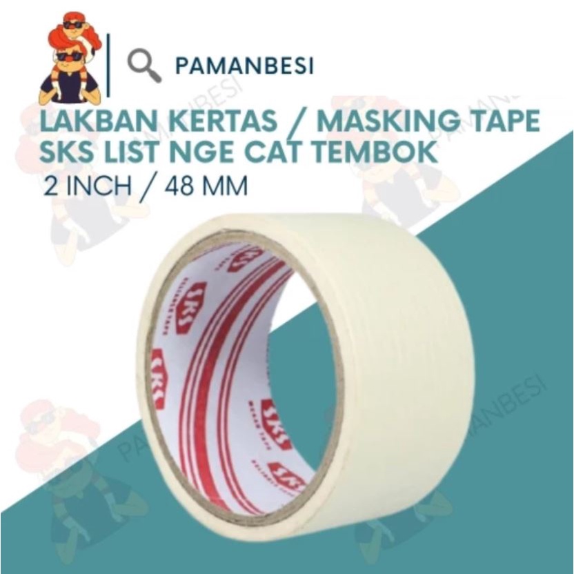 

LAKBAN KERTAS / MASKING TAPE SKS 2 INCH / 48 MM LIST NGE CAT TEMBOK