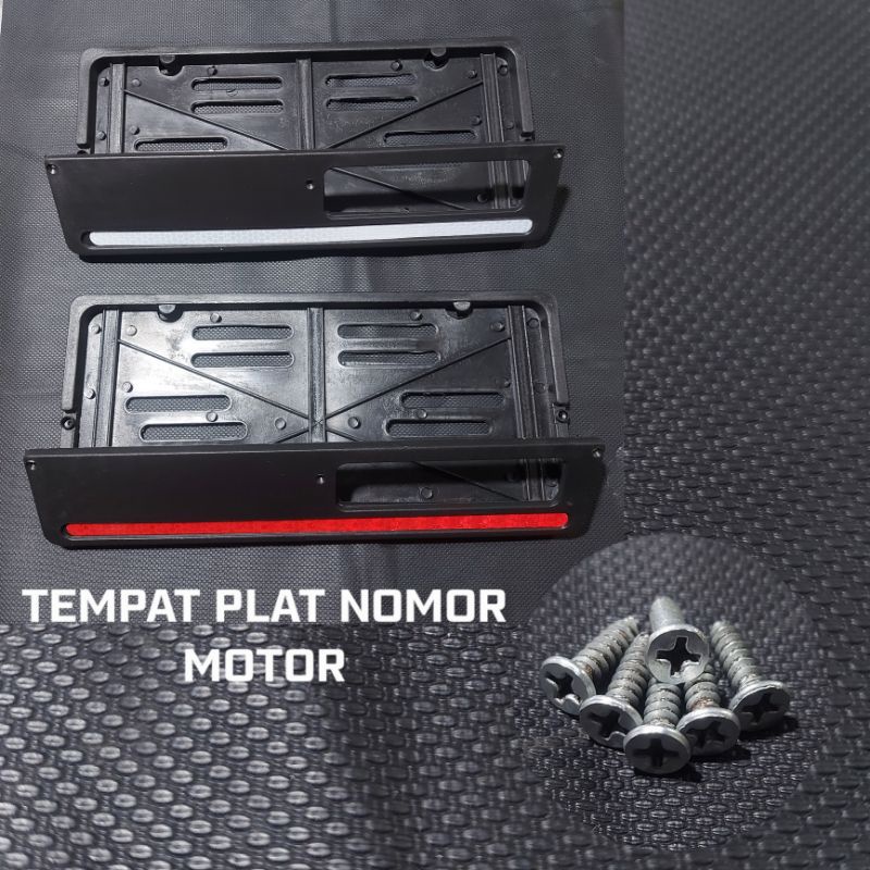 COVER TEMPAT PLAT NOMER DUDUKAN PLAT NOMER MOTOR STANDAR UNIVERSAL ISI 2 PCS PLUS BAUT BINTANG 4 PCS