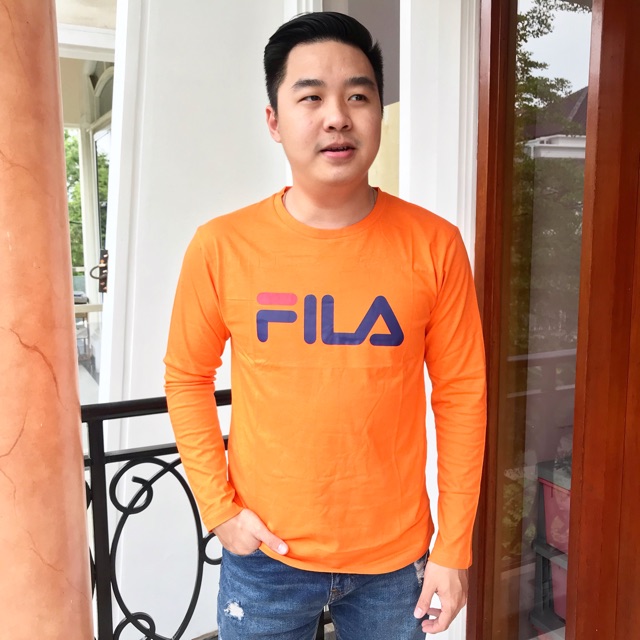 Baju oren / baju lengan panjang fila oren / baju fila panjang cowok