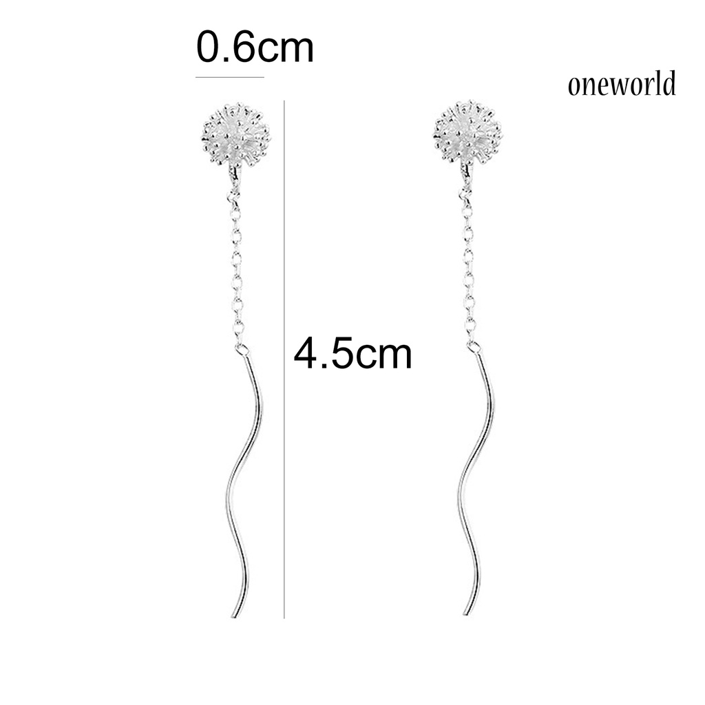 OW# 1 Pair Attractive Ladies Flower Earrings Decorative Long Dangle Dandelion Earrings for Daily Life