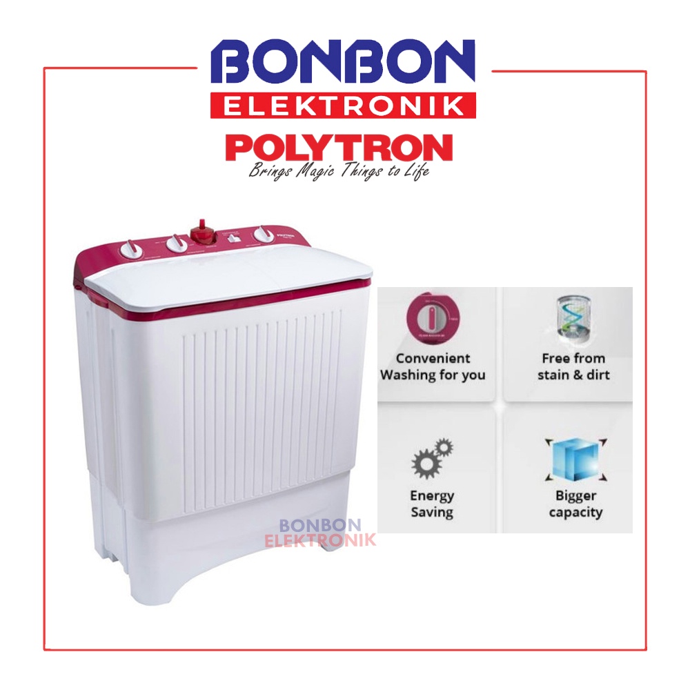 Polytron Mesin Cuci 2 Tabung 7KG PWM 752R / PWM752 / 752 R