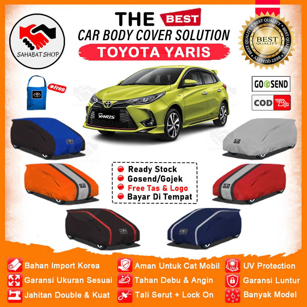 Sahabat Body Cover Mobil Yaris / Sarung Penutup Toyota All New Yaris TRD Outdoor / Selimut Tutup Mantel Jas Mantol Pelindung Pembungkus Kerudung Kelambu Tutupan Bungkus Kerodong Terpal Mobil Yaris Lele Waterproof Anti Air Model Orange