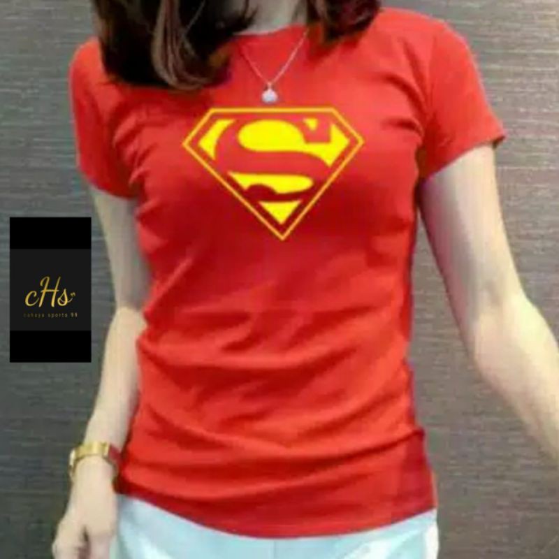 Kaos senam cewek superman / kaos zumba wanita / atasan senam running gym wanita