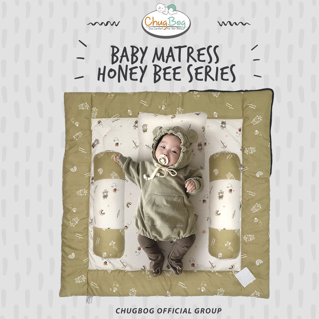 BABY MATRASS DOUBLE FUNGSI + BANTAL SET HONEYBEE SERIES