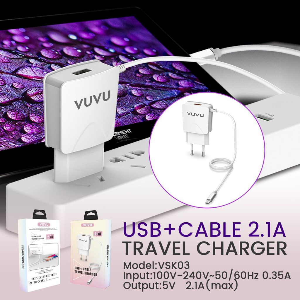 Charger VUVU VSK03 Travel charger usb + micro cable 2.1 A quick charging