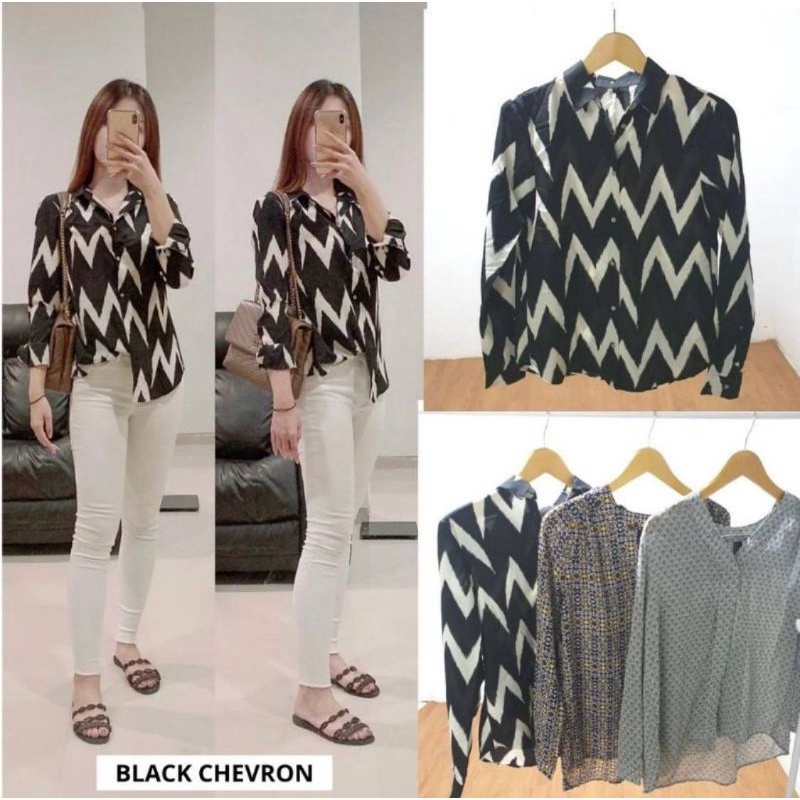 H&M ZigZag Kemeja Wanita Ori