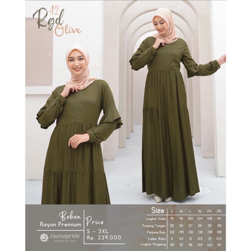 Cod Gamis Rauna Terbaru RGD 42 Gamis Rauna Original Gamis Bahan Rayon Premium Gamis Dewasa Premium G