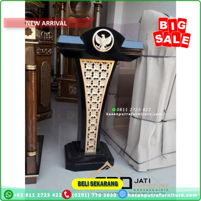 Mimbar Podium Minimalis Garuda Kayu Jati + Gratis Nama/Logo Furniture Jepara