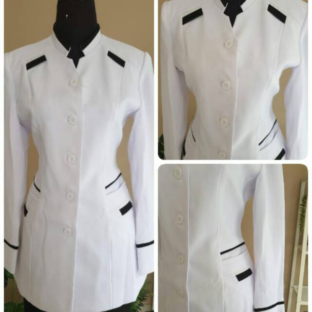 Blazer putih wanita Jas putih pns Blazer perawat wanita Blazer putih wanita Jas putih pns Blazer perawat wanita
