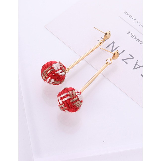 LRC Anting Tusuk Fashion Ball Shape Decorated Earrings