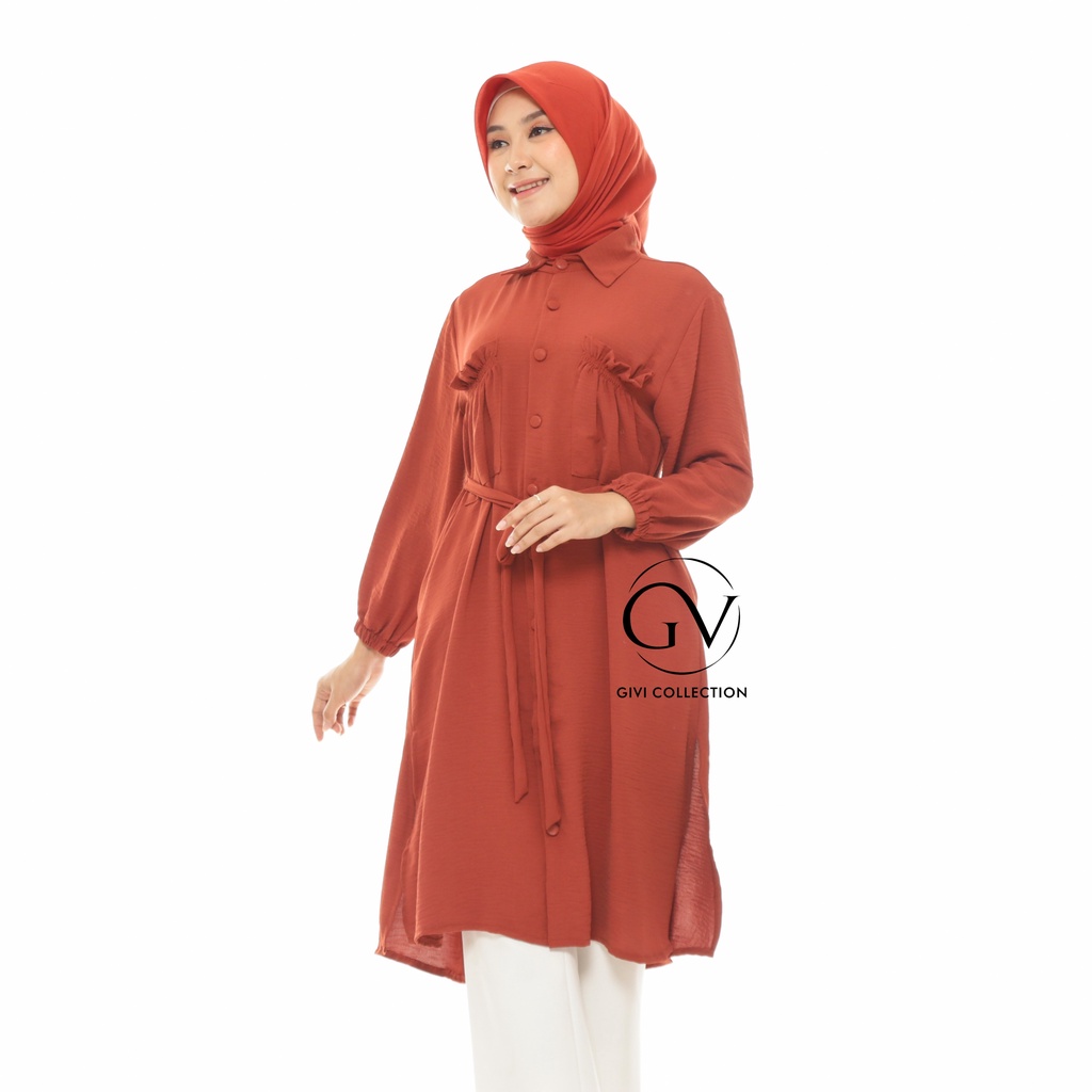 Nindy Cringkel tunik | tunik crinkle | dress kemeja tunik