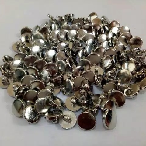 100 pcs Kancing Baju Jamur Silver Polos Datar Diameter 9 - 11 mm