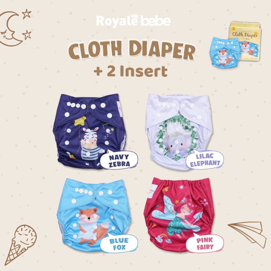 Royale Bebe Clodi Cloth Diaper / Popok Kain Bayi Royale Bebe + 2 Insert