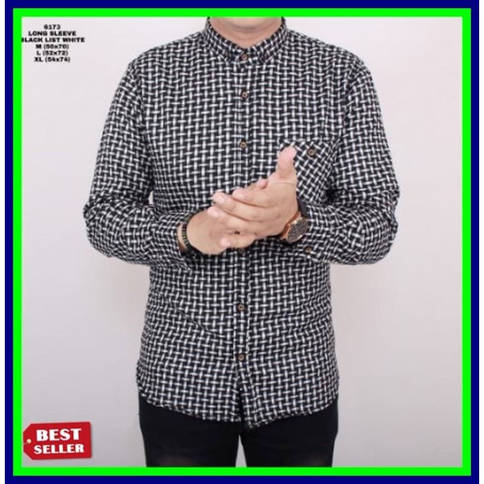 KEMEJA CASUAL  Baju kemeja flanel pria/ baju atasan pria casual lengan panjang distro - hitam putih