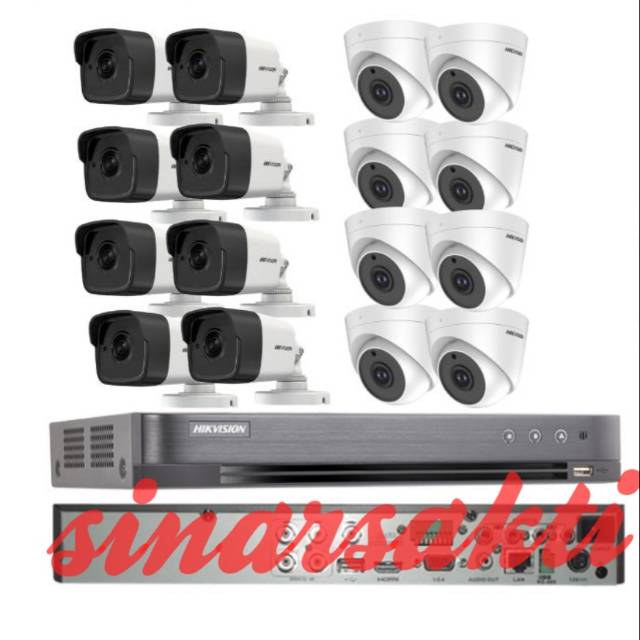 PAKET CCTV HIKVISION 16 CHANNEL 5MP HARDISK 2TB 100M KABEL ( KOMPLIT TGGL PASANG ) ORIGINAL