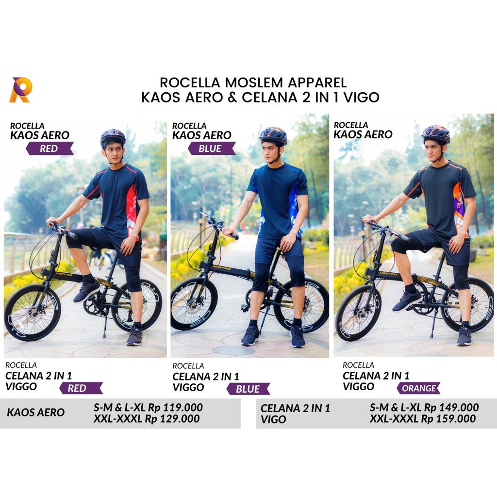 GRATIS ONGKIR ROCELLA DRY FIT PRIA KAOS AERO CELANA 2 IN 1 VIGO SETELAH OLAHRAGA PRIA SETELAN SEPEDA