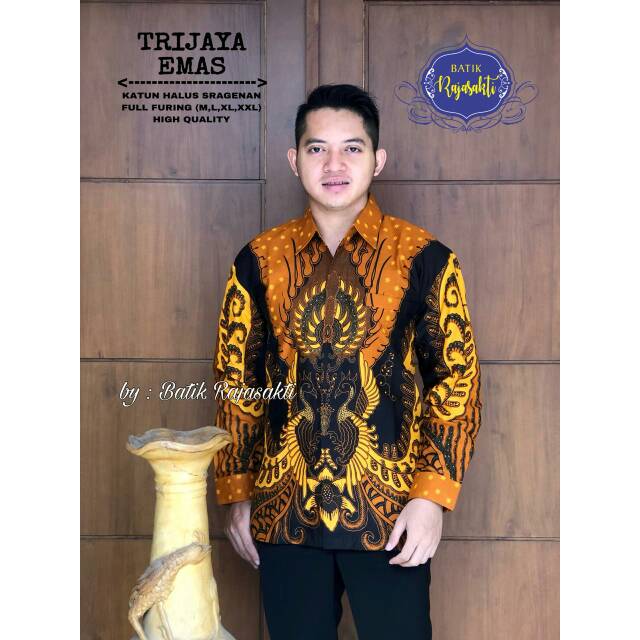 Batik Pria TRIJAYA EMAS Asli Katun Sragenan Full Furing Murah