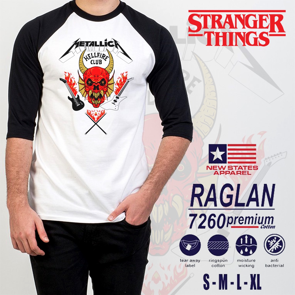 Kaos METALLICA X Hellfire Club Stranger Things Raglan 3/4 T-Shirt