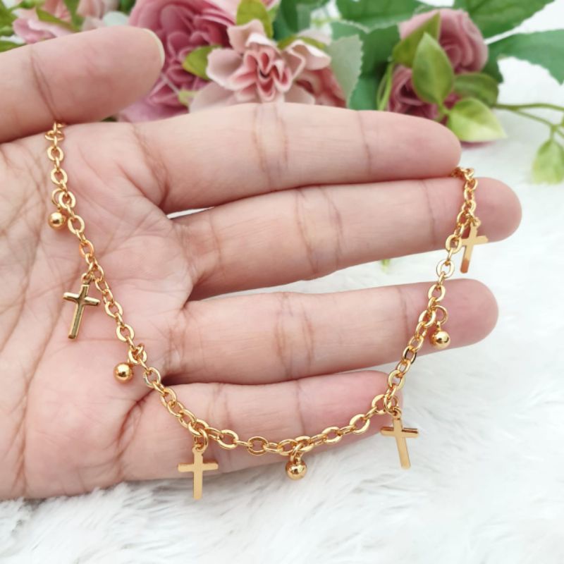 Gelang Yaxiya rantai Jurai Salib Gold G08033